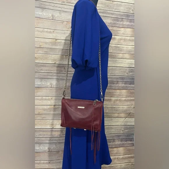 Rebecca Minkoff Mini 5 Zip Port Wine Burgundy Maroon Convertible Shoulder Bag - Picture 4 of 7